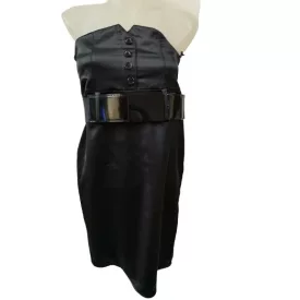   Női M-es fekete elegáns pánt nélküli, öves alkalmi ruha - Elite