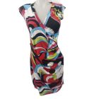 Női M-es színes sztreccs átlapolós hatású miniruha