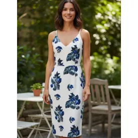 Női M-es fehér-kék virágos elegáns ruha - H&M