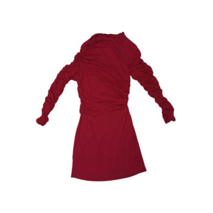 Női M-es bordós-pirosas redőzött alkalmi ruha - Mango - ÚJ