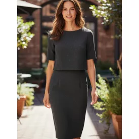   Női M-es fekete nyomott mintázatú dupla felsőrészű elegáns ruha - TU