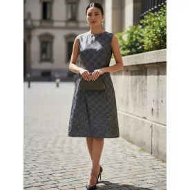   Női M-es szürke kockás fényes anyagú alkalmi, elegáns ruha - Mexx