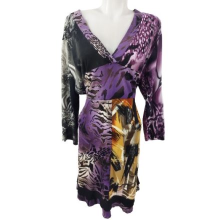 Női nagyméretű, moletti lila mintás ruha - Magna