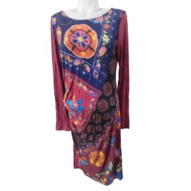 Női XL-es bordó virágos ruha - Desigual