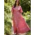 Női rózsaszín-arany rövid ujjú selyem hosszú ruha, maxi ruha - Boho Fashion - ÚJ