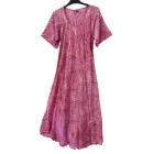 Női rózsaszín-arany rövid ujjú selyem hosszú ruha, maxi ruha - Boho Fashion - ÚJ