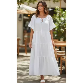   Női fehér nagyméretű viszkóz könnyű nyári ruha - New Collection - ÚJ