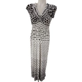 Női XL-es fekete-fehér pöttyös pamut maxiruha - C&A