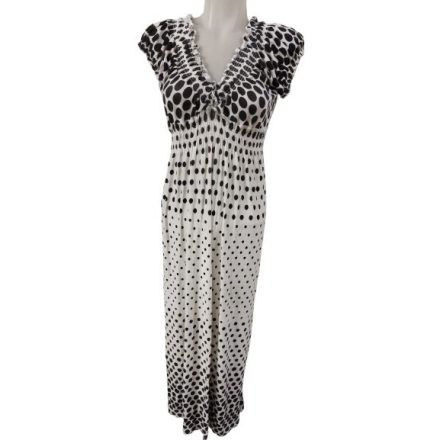 Női XL-es fekete-fehér pöttyös pamut maxiruha - C&A