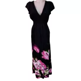   Női L-es fekete virágos flitteres gyönyörű alkalmi ruha - Desigual