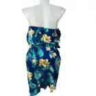 Női L-es sötétkék virágos nyári overall, playsuit - ÚJ