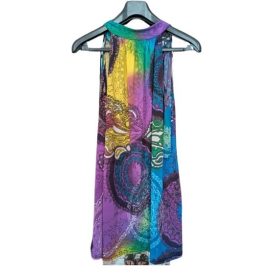 Női XXL-es lila bohém mintás miniruha