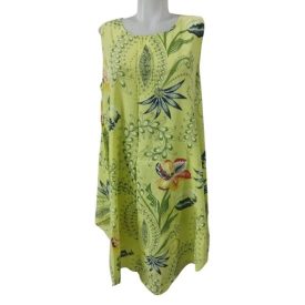 Női méret nélküli zöld virágos lenge nyári ruha
