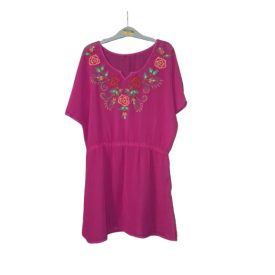 Női L-XL-es pink hímzett strandruha
