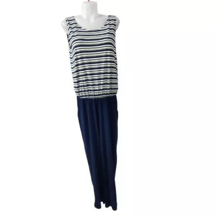 Női L-es kék-sárga csíkos pamut playsuit, nyári overall - Esmara