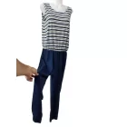 Női L-es kék-sárga csíkos pamut playsuit, nyári overall - Esmara