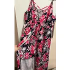 Női XL-es fekete-pink virágos rafinált nyári overall, playsuit - Shein