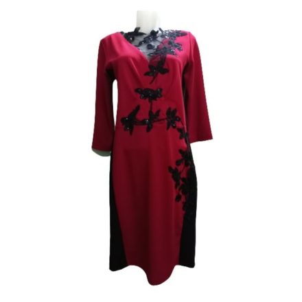 Női XL-es piros-fekete elegáns ruha - Zita Fashion - ÚJ