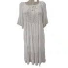 Női fehér csipkebetétes hosszú ruha, maxiruha, strandruha, one size - Italy Moda - ÚJ