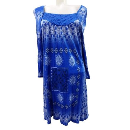 Női XL-es kék mintás pamut ruha (enyhén bolyhos)