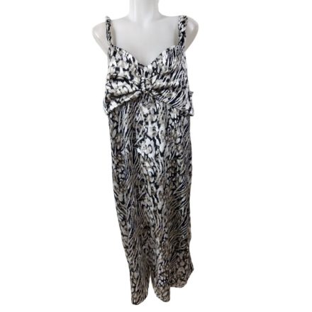 Női XL-XXL-es fekete-ezüst ujjatlan alkalmi ruha sállal (stólával)