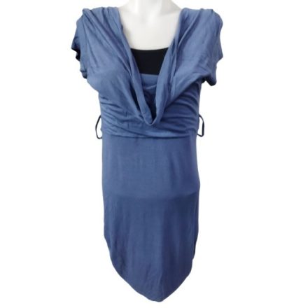 Női L-XL-es kék-fekete ejtett nyakú tunika, ruha