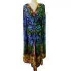 Női L-XL-es zöld-kék trópusi mintás szárnyas ujjú ruha - Bodyflirt