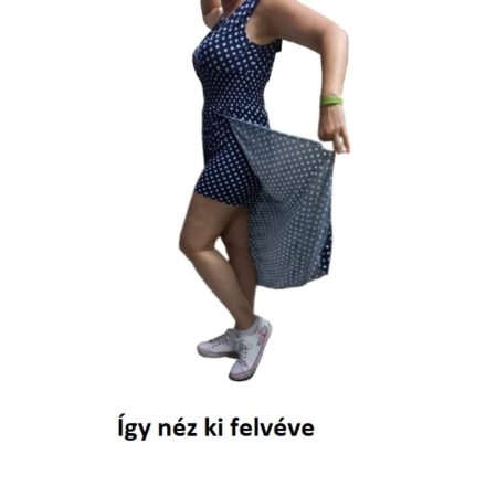 Női XL-XXL-es kék pöttyös különleges szabású playsuit - ÚJ