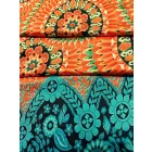 Női 1XL-es narancs-türkiz bohém mintás nyári overall, playsuit - ÚJ