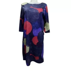   Női 48-as (3-4XL) kék körmintás zsebes melegebb ruha, tunika - ÚJ
