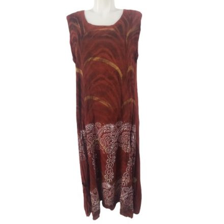 Női L-es barna-bordó lenge ujjatlan ruha - WOW - ÚJ