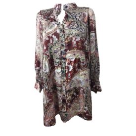   Női nagyméretű barna mintás selyem hatású ruha - Italian Style