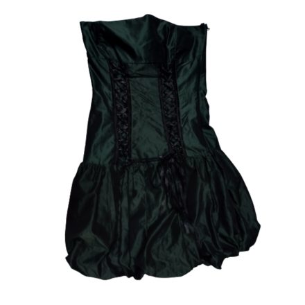 Női L-es sötétzöld selyem alkalmi ruha