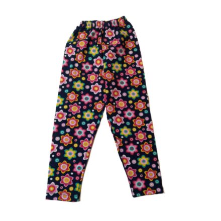 92-es kék alapon színes virágos leggings - ÚJ