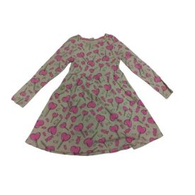   128-as vajszínű rózsaszín nyalókamintás pamut ruha - Little Kids