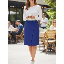 Női M-es liláskék elegáns térdszoknya - Benetton