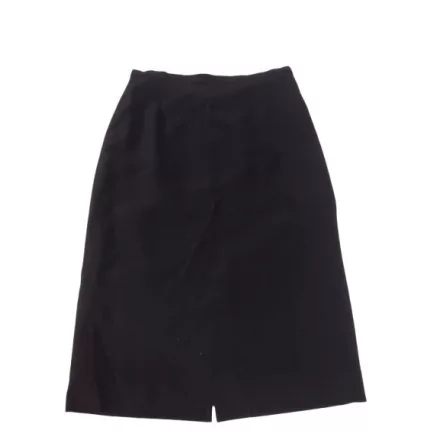 Női M-es fekete fényes, szatén, selyem hatású térdig érő szoknya 