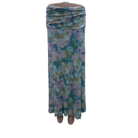 Női L-XXL-es türkiz virágos maxiszoknya - Container 
