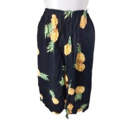 Női M-L-es fekete ananászos lenge térdszoknya