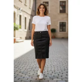   Női M-es enyhén fényes fekete térdszoknya - Emporio Armani 