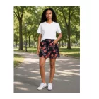 Női L-es fekete-narancs-pink mintás kord térdszoknya - Vila Clothes