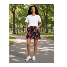   Női L-es fekete-narancs-pink mintás kord térdszoknya - Vila Clothes