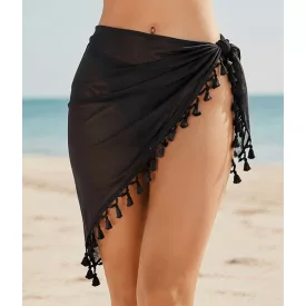 Női fekete bojtos strandszoknya - ÚJ