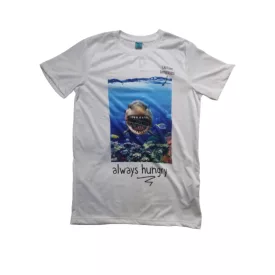 158-164-es fehér cápás póló - Y.F.K - ÚJ