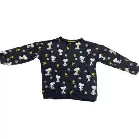 116-122-es fekete mintás lány pulóver - Snoopy