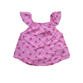   104-es rózsaszín flamingós ujjatlan blúz - Kiki & Koko - ÚJ