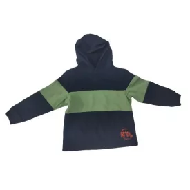 110-es sötétkék-zöld csíkos kapucnis pulóver - H&M