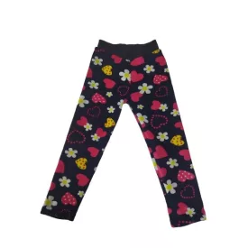 92-98-as sötétkék virágos polárral bélelt leggings