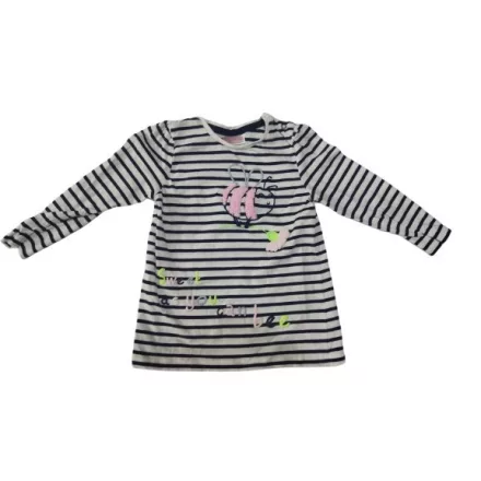 98-as fehér-kék csíkos méhecskés pamutfelső - So Cute