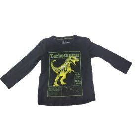   110-es fekete dinoszauruszos, dínós pamutfelső - Little Kids